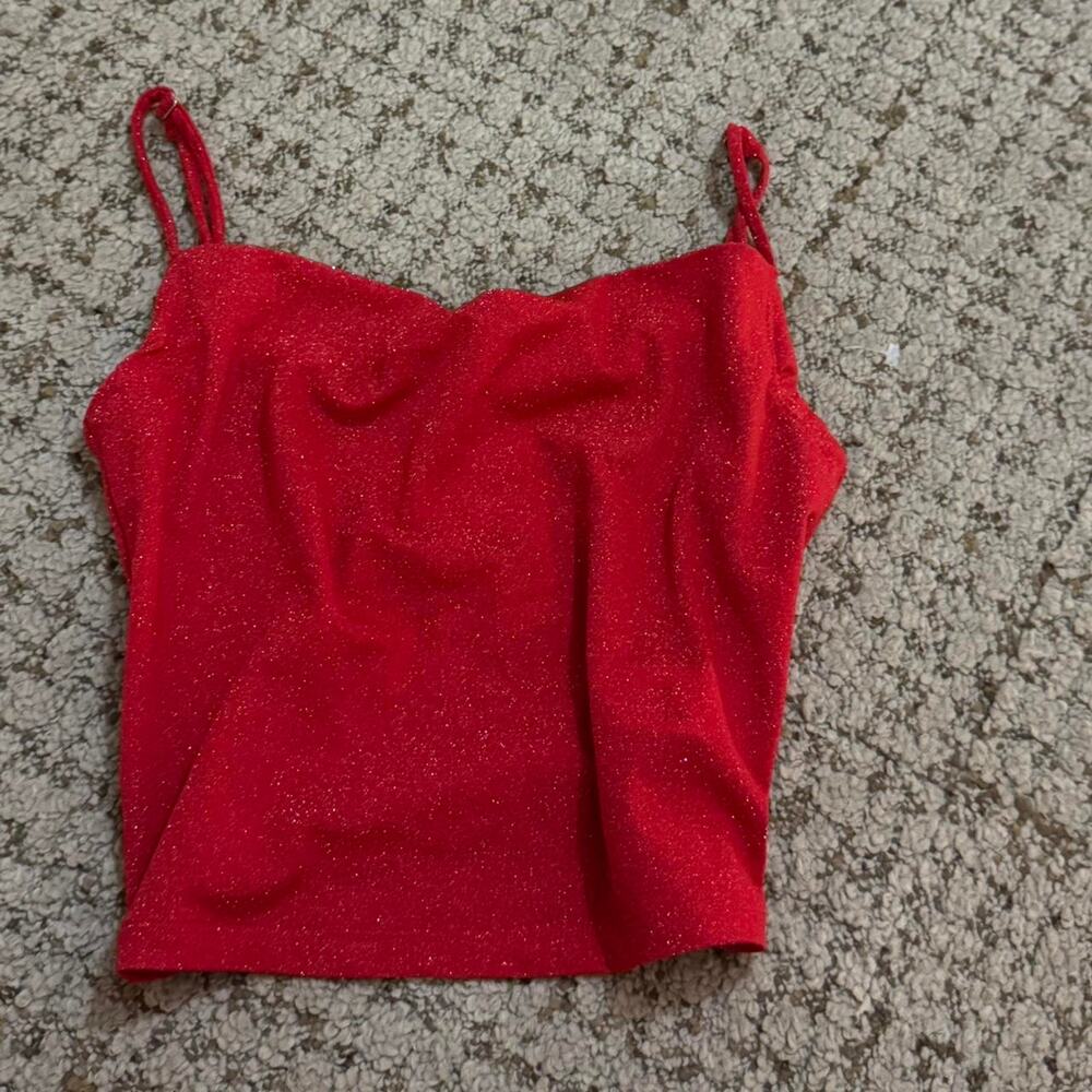 Red unif sparkly tank top